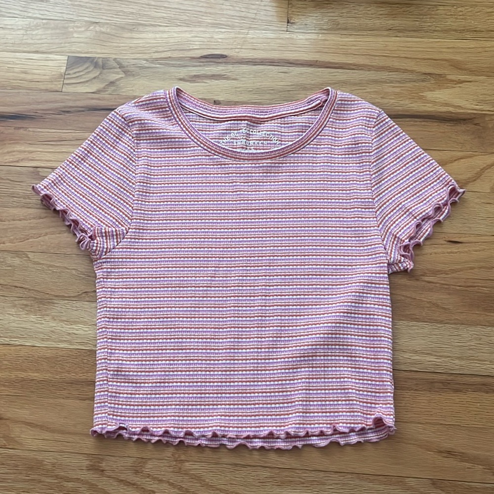 Pink orange magenta striped lettuce tee from Aeropostale